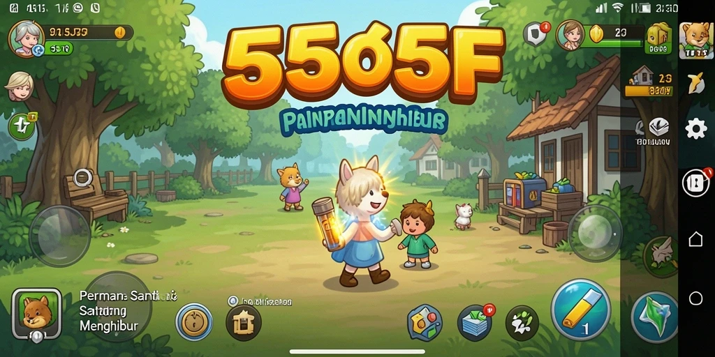 Tampilan gameplay menghibur dari 555F dengan warna-warna cerah.