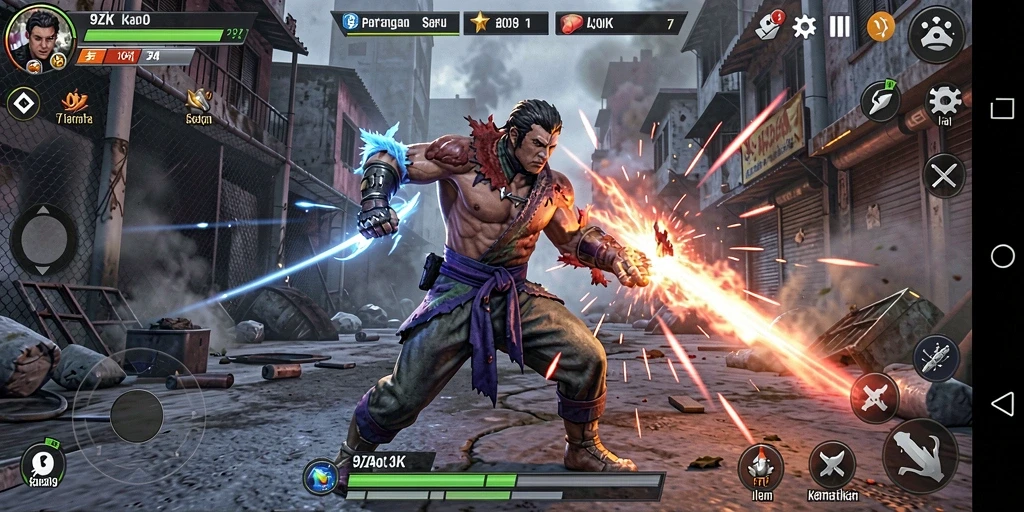 Tampilan gameplay seru dengan aksi pertarungan yang dinamis