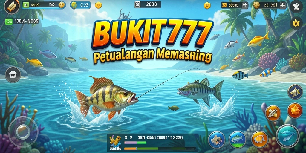 Screenshot gameplay BUKIT777 menampilkan aksi memancing yang seru dan menegangkan.