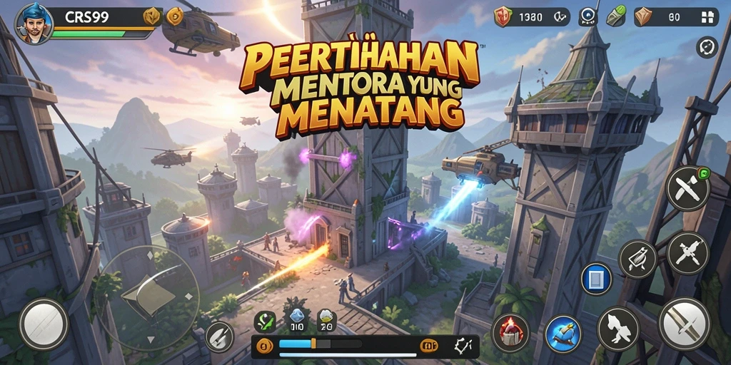Tampilan aksi mendebarkan dalam game Tower Defense CRS99.