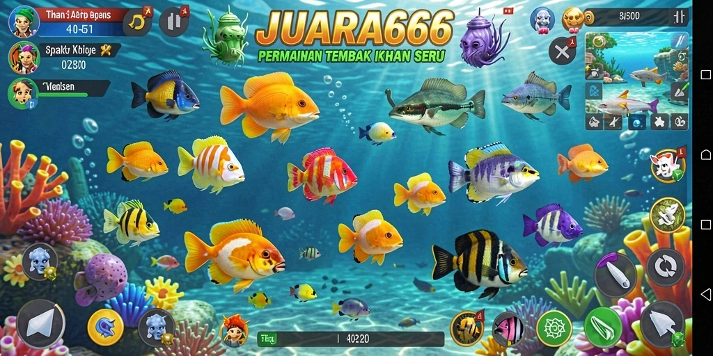 Tangkapan layar gameplay JUARA666 dengan aksi menembak ikan yang seru.