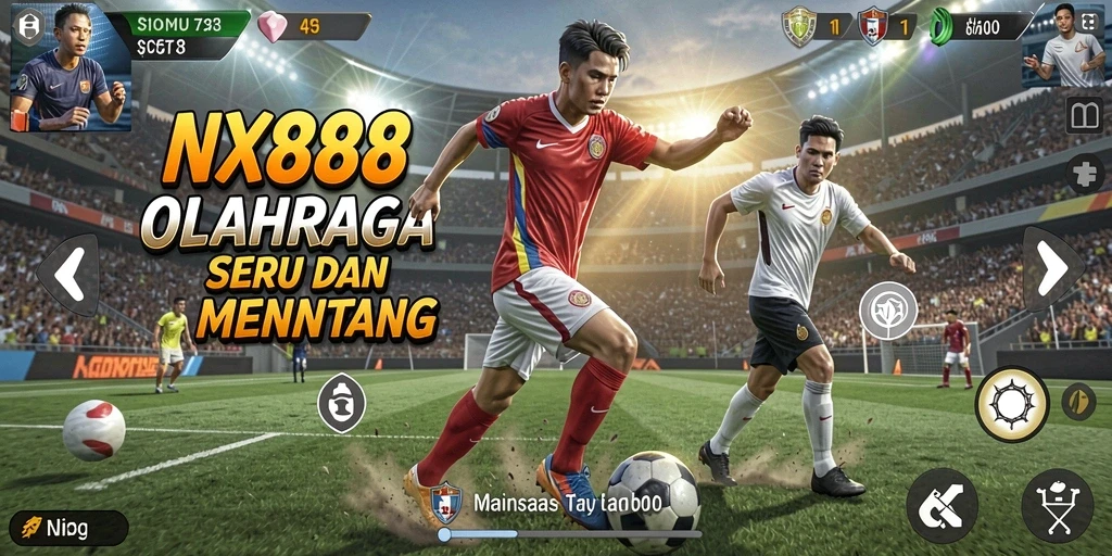 Tampilan gameplay menegangkan di aplikasi NX888 saat pertandingan olahraga.