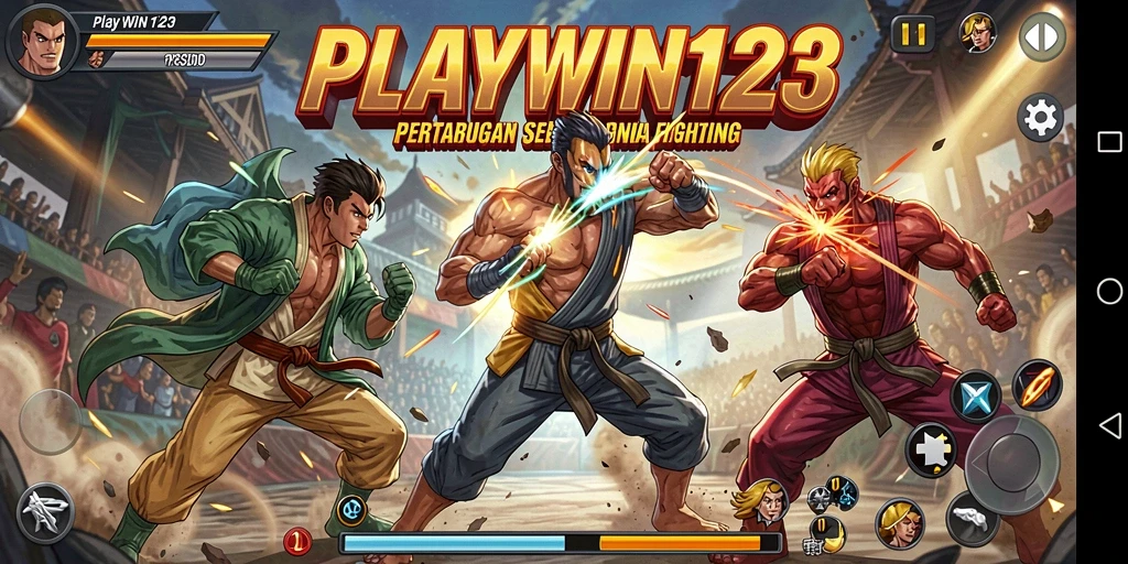 Tangkapan layar utama PLAYWIN123 menampilkan aksi pertarungan yang mendebarkan.