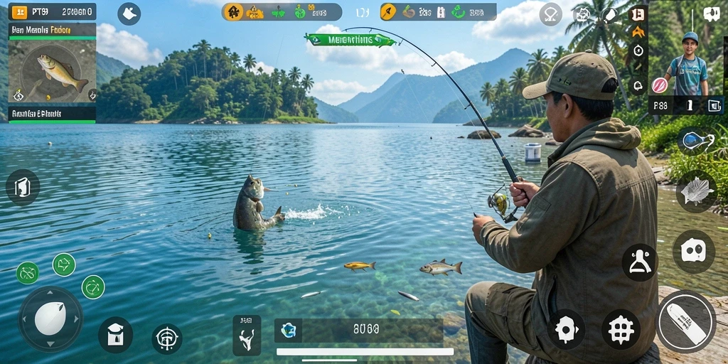 Tampilan gameplay PT89 menampilkan aksi memancing yang seru dan grafis memukau.