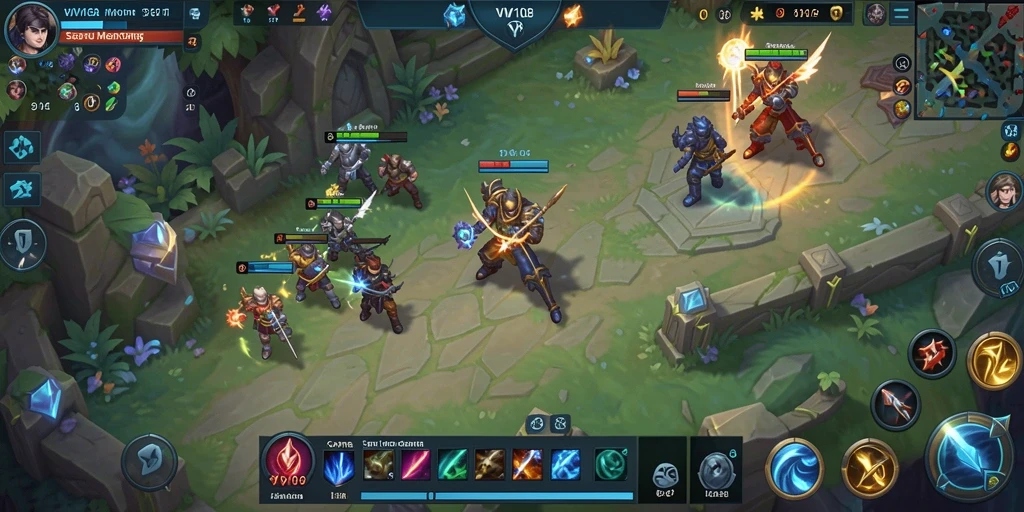 Gameplay seru di VW108 dengan aksi MOBA yang mendebarkan.